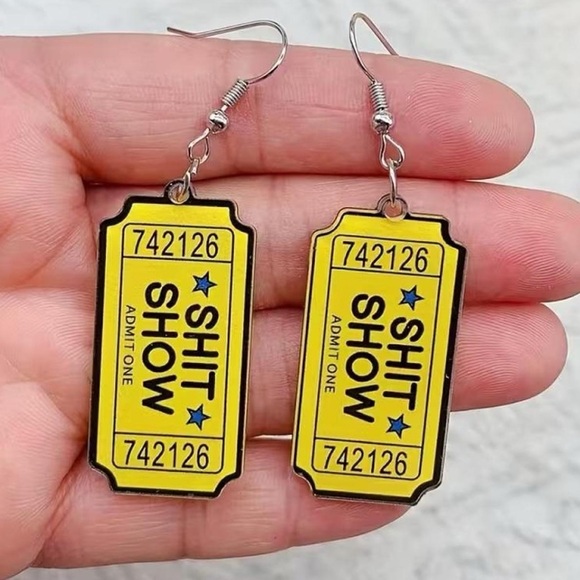 Jewelry - “SHIT SHOW" Ticket Stub Acrylic Novelty Earrings